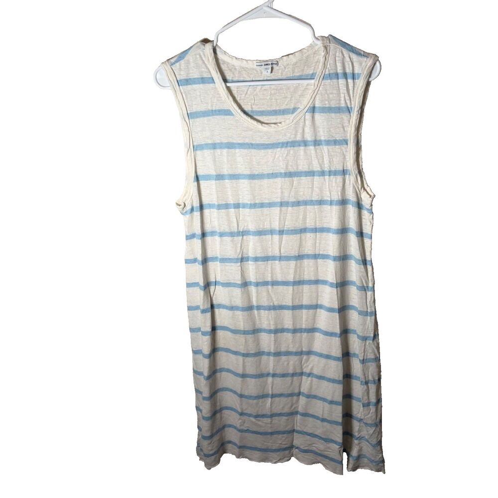 Standard James Perse Tank Dress Womens 3 Striped 100% Linen Casual Small